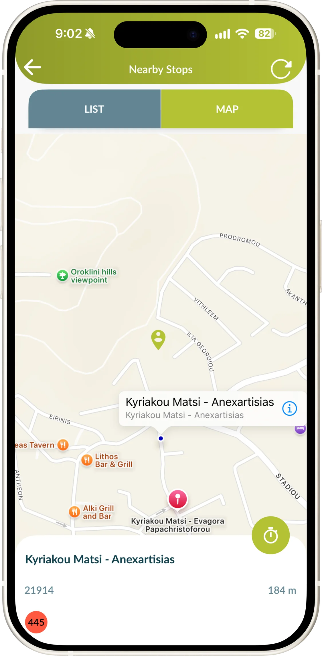 The existing Cyprus bus app