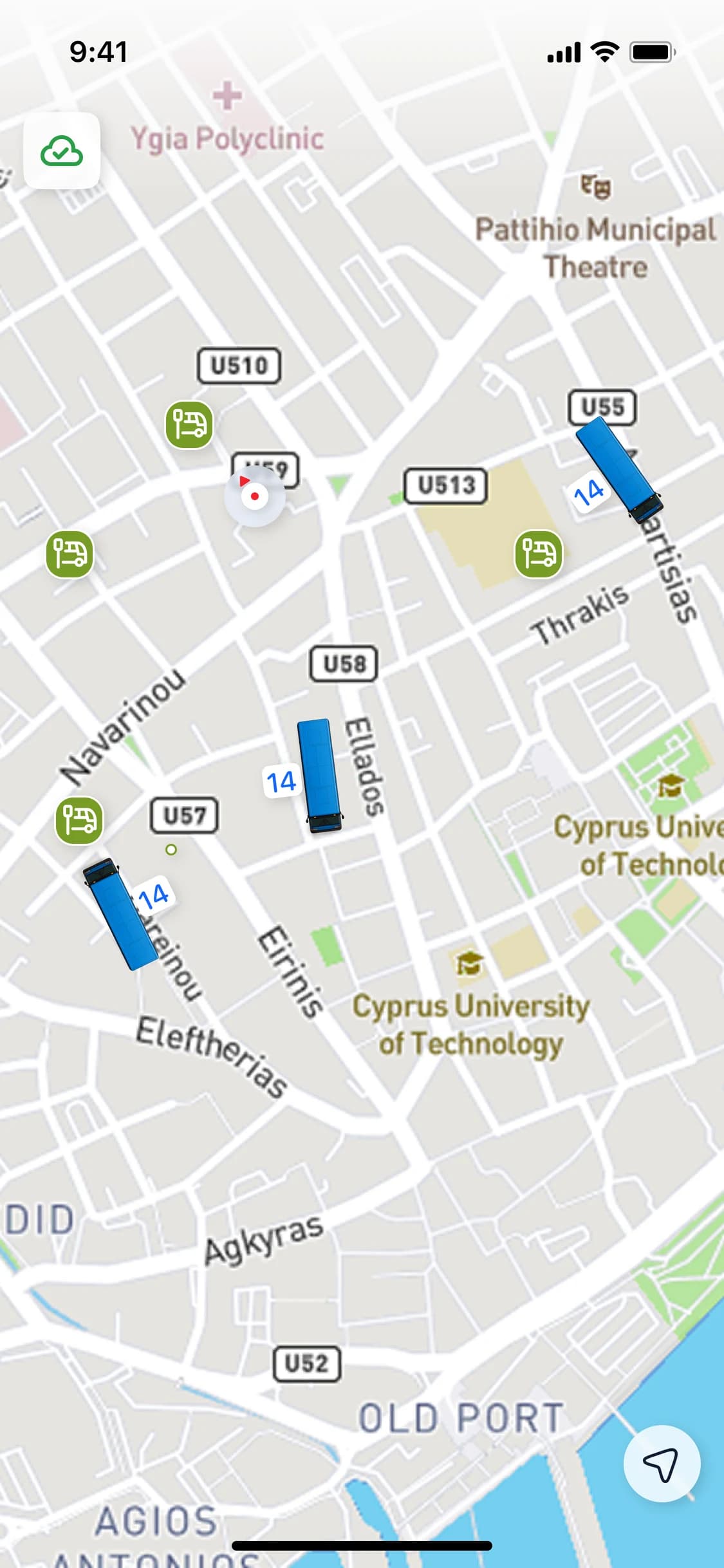 Map with live buses